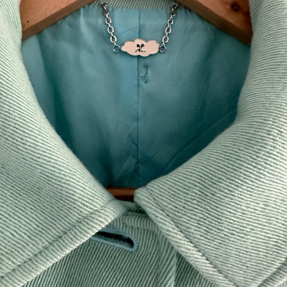 Courreges Mint Green Women's Blazer Jacket with Sliver Buttons - Picture 6 of 9